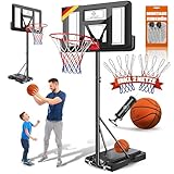 KESSER® Basketballkorb Outdoor mit Ständer & Rollen Inkl. 2x Netze, Basketball & Pumpe | Basketballanlage Höhenverstellbare Korbhöhe 230 bis 305 cm Basketballständer Korbanlage für Erwachsene & Kinder