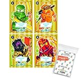 Bundle mit Lego Ninjago Serie 9 Trading Cards - Alle 4 Platin Karten + Exklusive Collect-it Hüllen