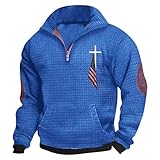 Genérico 2024 Sweatshirts für Herren, ohne Kapuze, Retro, Mittelalter-Kapuzenpullover, langärmelig, locker, leger, Streetwear, Sweatshirts, Jacke, Pullover, Herbst, Winter, Übergröße, Laufen, blau-C,