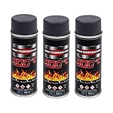 VE-INDUSTRIES 3x hitzebeständiger Lack Anthrazit Grau 800°C Grillfarbe Thermolack Ofen Spray 400ml