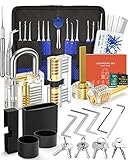 Eventronic 38+4 Stück Lockpicking Set, [2024 Schwierigkeit Upgrade & Geschenk Ideal] Dietrich Set mit 4 Transparente Schlösser und 4 Schwarze Verschlusshülsen, Handbuch für Anfänger & Profisrleicht