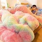 AETVRNI Luxuriöse Plüschdecke, zottelig, dickes Kunstfell, schweres Winter-Bettwäsche-Set, modern, lässig, ultraweich, für alle Jahreszeiten, flauschige Bettwäsche, 1 Stück (1 Kunstfell-Bettdecke),