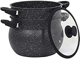 Royal Swiss® Couscous-Topf/Dampfgarer, 3-in-1, Durchmesser 20 cm, 4 Liter, Aluminium, Glaskonvektor, für alle Herdarten geeignet, auch Induktion