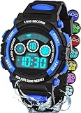 DTKID Digitale Kinderuhr Jungen Mädchen, 7-Farben-LED, Armbanduhr Kinder mit Wecker, Stoppuhr, Datum, 5 ATM wasserdichte Outdoor Sportuhr Kinder Uhren für Teenager