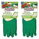 Spontex Rose Protect Gartenhandschuhe, extra robust für Dornen und Hecken, mit Naturlatexbeschichtung, Größe S, 1 Paar (Packung mit 2)