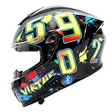 Bluetooth-Motorradhelme Für Erwachsene, Kratzfester Sonnenschutz-Visier-Integralhelm, Männer-Frauen-Motorrad-DOT/ECE-Zugelassener Helm, Moped-Street-Bike-Rennhelm Mit Grafik,Black a,L
