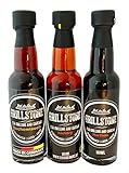 Grillstone Liquid Smoke Trio - Hickory, Buche und Hartholz -3 x 100ml - Vegan - 100% pur