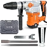 IXES Bohrhammer IX-DB1600Max | 2in1 Funktion (Schlagbohren & Meißeln) | 1600W Leistung mit 3800 bpm | 10 Joule Schlagkraft | inkl. Spitz- und Flachmeißel, Kohlebürsten & Schmierfett