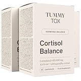 TummyTox, Ashwagandha 600 mg, Rhodiola Rosea, Magnesium, Vitamin B6 und Vitamin B5 – 180 Kapseln - Cortisol Balance