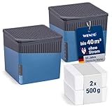 WENKO Raumentfeuchter Mod. Cube, 2er Set, je 500 g Entfeuchter Granulat, für Räume bis 40 m³, beugt Schimmel und Gerüchen vor, ohne Strom, geräuschlos, nachfüllbar, Blau