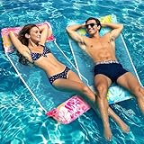 Lekwaiin Luftmatratze Pool, 2 Stück Wasserhängematte 4 in 1 Aufblasbare Schwimmmatte mit Netz Luftmatratze Wasser Pool Zubehör Spielzeug, Wasserspielzeug Hängematte für Erwachsene und Kinder