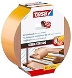 tesa Verlegeband extra stark klebend - Doppelseitiges Klebeband zum Verlegen von Teppich und PVC-Belag - doppelseitig klebend - 25 m x 50 mm