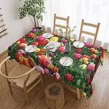 Rechteckige Tischdecke, Tulpen-Gartentischdecke, knitterfrei, dekorative Tischdecke für Esszimmer, Küche, Party, Urlaub, 137,2 x 182,9 cm