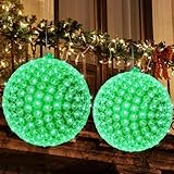 Retisee LED-Sternlicht-Kugeln, 300 LEDs, hängende Kugel für drinnen und draußen, Baum, Weihnachten, Valentinstag, St. Patrick's Karneval, Hochzeit, kommerzielle Dekorationen, Grün, 35,6 cm, 2 Stück