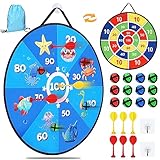 26 Zoll Doppelseitig Faltbare Kinder Dartscheibe Set, Maomaoyu Klettverschluss Dartscheibe Set für Party Garten Spiele für Kinder mit 12 Klettbälle, Outdoor Spielzeug & Geschenke für 5 6 7 8 9 10 11