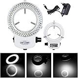 Tiamu 144 LED Stereomikroskop Kamera Ringleuchte, Super Helligkeit LED Perlen Ringleuchte 0-100% Einstellbar, Industrie Mikroskop Light Illuminator für Schmuck Reparatur Lampe