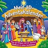 Mein 3D-Adventskalender: Pop--up-Krippe mit 24 Türchen; Malbuch & mit Aufklebern