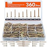 Gorffy Schrauben Set, 360 PCS Holzschrauben,...