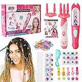 BuzzoXerex Haarflechtmaschine Mädchen Set, DIY Flechthilfe Haare mit Haarperlen, Automatic Hair Braider, Hair Bedazzler Kit, Haarschmuck Spielzeug Geschenk für Mädchen Kinder von 5-12 Jahren