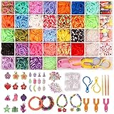 2500+ Loom Bänder Set, 40 Rastern Bunte Gummibänder Kit...