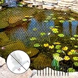 Teichnetz Feinmaschig, Vogelnetze Vogelschutznetz mit 12 Stück Bodenanker, Obstbaumnetz Laubnetz UV Beständig Schwarz für Teich Gartennetz Obstbäume Gemüse Schutznetz (4x6m)
