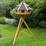 XXL Luxus Vogelhaus, Blickfang, Vogelfutterhaus aus Holz, 70x45 cm, V13s XXL mit Ständer braun