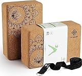 Overmont Yogablöcke Kork 2er Set Yogaklotz - Yoga Block mit...