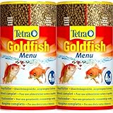 Tetra Goldfish Menu - 4in1 Fischfutter-Mix mit Crisps, Flocken, Granulat und Daphnien für alle Goldfische und andere Kaltwasserfische, 250 ml Dose (Packung mit 2)