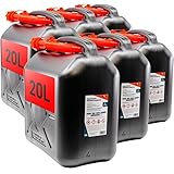 KOVA® 6x Benzinkanister 20L SCHWARZ Dieselkanister Reservekanister Kraftstoffkanister 20 Liter Wasserkanister für Benzin Diesel Wasser AdBlue Auswahl: 5 10 10L ltr 5L 20-Liter-Kanister & Außgießer