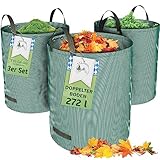 TTL Garden 3x 272L Gartensack - DOPPELTER BODEN extra stabil selbststehend 4 Griffe 150gsm groß robust & faltbar - 3er Set Garten Sack Laubsack Abfallsack für Gras Laub Hecke Gartenabfall