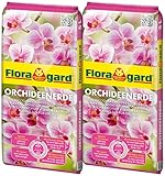 Floragard Orchideenerde 2x5L - für Phalaenopsis und andere Orchideenarten - mit Premium-Dünger und Pinienrinde