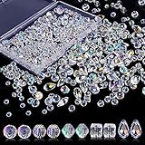 Perlen Zum Auffädeln, 600 Stück Facettierte Perlen Glasperlen Glitzerperlen, Perlen für Armbänder für Basteln Schmuckherstellung, DIY Halsketten, Armbänder, Ohrringe (4/6/8 mm, AB-Farbe)