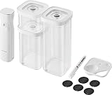 ZWILLING FRESH & SAVE CUBE Vakuum Starter Set, Größe S, 6-teiliges Vakuum-Aufbewahrungsset inkl. 3x CUBE Boxen S, Vakuumpumpe, Messlöffel, NFC-Etiketten