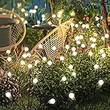 Kizozo Solarlampen für Außen 4 Stücke, Solar Glühwürmchen mit 10 LED, Solarlampen Garten IP65 wasserdicht, Garten Solarleuchten für außen, Solarleuchten Garten Balkon, Gartendeko für draußen, warmweiß