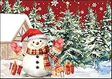 Schneemann Weihnachtsbaum Schneeflocke Tischsets 4er Set, Abwaschbar Weihnachten Platzsets PVC Platzdeckchen rutschfest hitzebeständig, Weihnacht Dekor für Küche Esstisch Urlaub Party 30x45cm