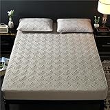 EVURU Bed Hat Einteilige Baumwolle Gepolsterte Matratze Schonbezug Verdickte Rutschfeste Matratzenbezug Staubdichte Tagesdecke