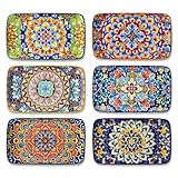 vancasso Servierplatten Porzellan, SIMI Rechteckige Teller Set, 6 teiligs Böhmischer Speiseteller, Teller Set 6 Personen 22 x 13 x H 2,3cm