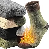 Yeblues Warme Socken Herren,4 Paar Winter Dicke Thermosocken Herren,Atmungsaktiv Winter Thermo Männer Warm Merino Wollsocken für Outdoor Wandern Lauf Skisocken