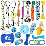 TOPSEAS Hundespielzeug,19 Pcs Welpenspielzeug Set,Natürlicher Baumwolle,Seil Ball Hunde Kauen Spielzeug Set,für kleine Und Mittlere große Hunde Spielzeug