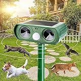 Solar Katzenschreck Ultraschall, Katzenabwehr Solar Tiervertreiber Ultraschall Abwehr Wasserdicht mit Bewegungsmelder und Blitz, Katzenabwehr für den Garten, Vogelabwehr, Hundeabwehr, Marderabwehr