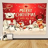 Generisch Wandteppich Wandtuch 130x150 cm Weihnachtselch-Schneemann Wand Deko Home Decoration Wandhängend Weiches Polyester Für Schlafzimmer Wohnzimmer Schlafsaal