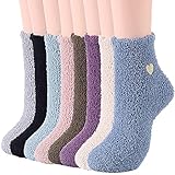 Durio Kuschelsocken Damen - 8 Paar Herz Wintersocken Warme Flauschige Weihnachtssocken Dicke Socken Fuzzy Sock