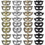 FEQO 32 Stück Maskerade Venezianische Maske Vintage Antik Masken Retro Maskerade Masken für Männer Frauen Karnevals Halloween Kostüm Party