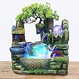 GCIUEMMH Zimmerbrunnen mit LED Beleuchtung und Zerstäuber - n Zimmerbrunnen Ornament Beleuchtung Desktop Tischlampe Tischdeko Wasserbrunnen Dekoration Rockery Fountain Zimmerbrunnen für Büro Zuhause