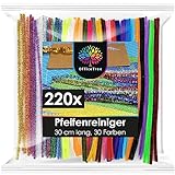 OfficeTree 220 Pfeifenputzer Bunt zum Basteln - 30 Farben inklusive Glitzerdraht - Chenilledraht 30cm - Pfeifenreiniger Bunt zum Basteln - Pipe Cleaner für DIY Projekte
