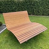 Fischer und Adamek Exklusiv Waldsofa Wellenliege Sonnenliege Holzliege Gartenliege Wellnessliege Saunaliege Relaxliege mit Edelstahl Untergestell, Farbauswahl:Feuerverzinkt, Maße:Trio (150x99x156)