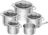 ZWILLING Essence Kochtopf-Set, 5-teilig, 4 Deckel, Induktionsgeeignet, Edelstahl, 5 Tlg.