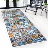 casa pura Teppichläufer Bonita - Patchwork Muster im Vintage Look - viele Größen - moderner Teppich Läufer für Flur, Küche, Schlafzimmer - Niederflor Flurläufer, Küchenläufer - 80 x 250 cm