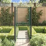 CIOURSTO Zauntor Abschließbar, Eingangspaneele, Barrieren, Zauntüren, Stahlgrün für Garten, Terrasse, Terrasse, Außenbereich, Hinterhof, Hofeingang (100 x 200 cm)