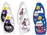 Coral Farbschutz Schwarz Waschmittel Flüssigwaschmittel 40 WL, Wild Fashion für bunte Muster 23 WL & Colorwaschmittel Optimal Color 40WL - 6er Set